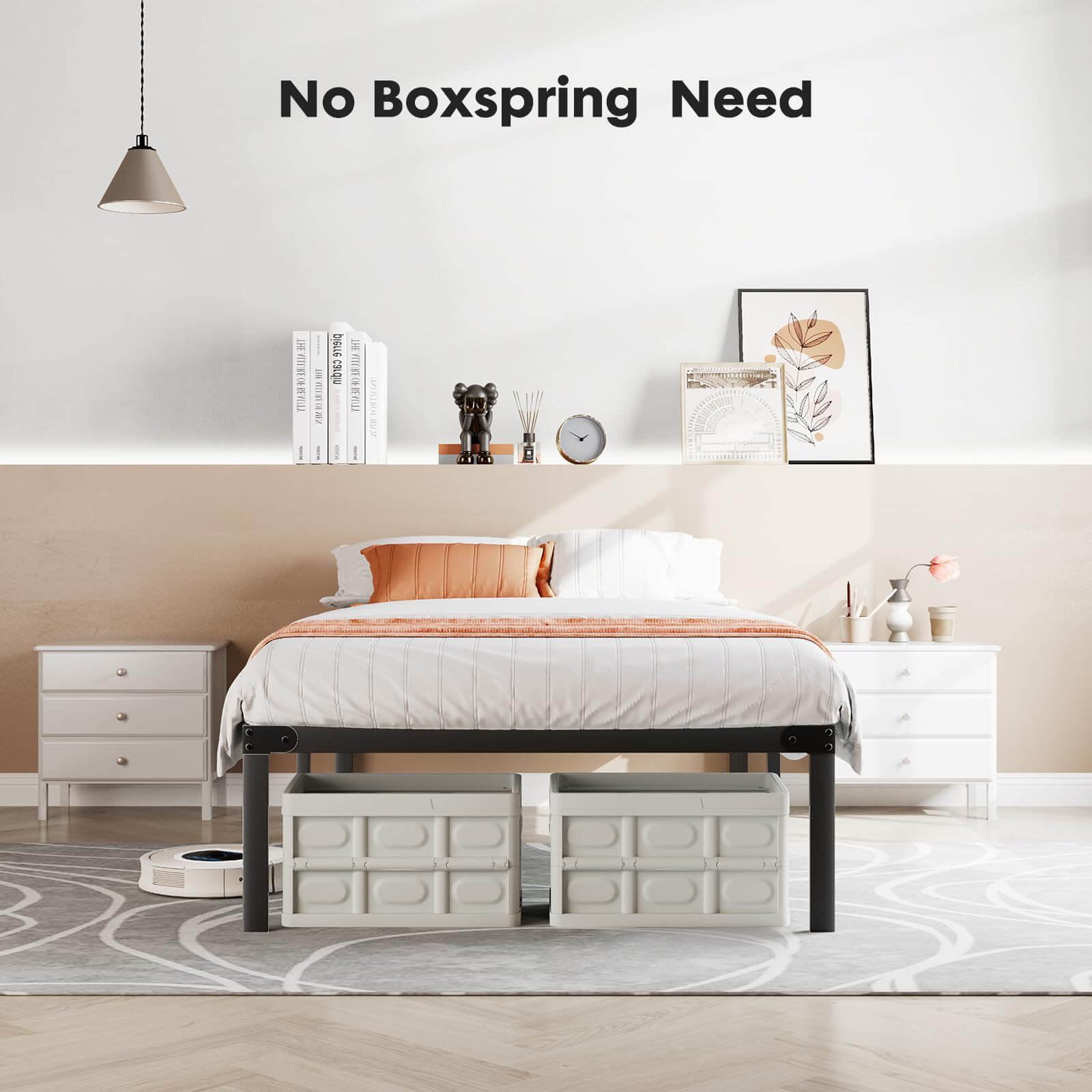 Heavy Duty Metal Bed Frame with Sturdy Steel Slat Support, No Box Spring Needed--Best Sellers,Bedroom,Bedroom Bed Frame