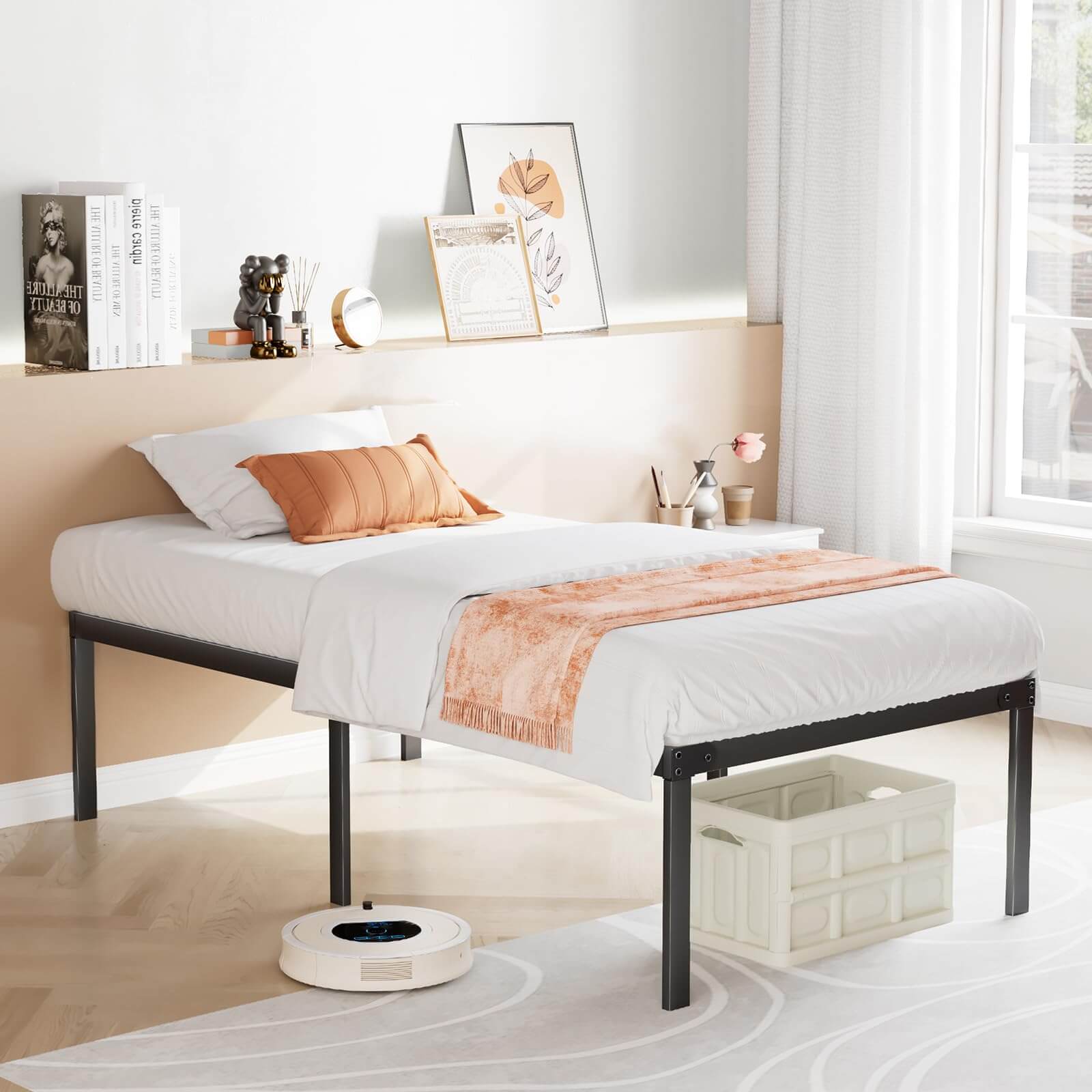 Heavy Duty Metal Bed Frame with Sturdy Steel Slat Support, No Box Spring Needed--Best Sellers,Bedroom,Bedroom Bed Frame