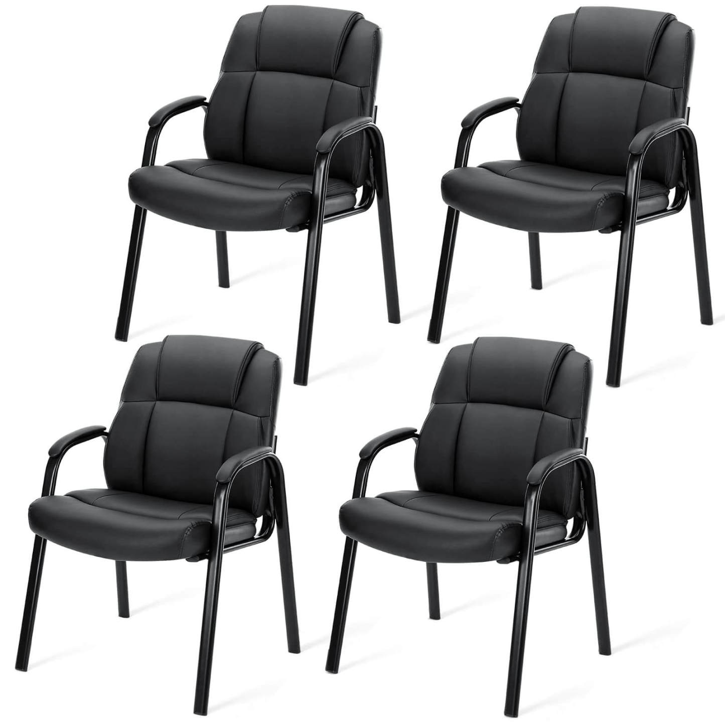 PU Leather Conference Room Reception Chairs with Padded Arms,No Wheels Executive Office Chair--Bedroom,Home Office,Home Office Chair,kitchen & Dining,Office,Office chair,Office Chair1