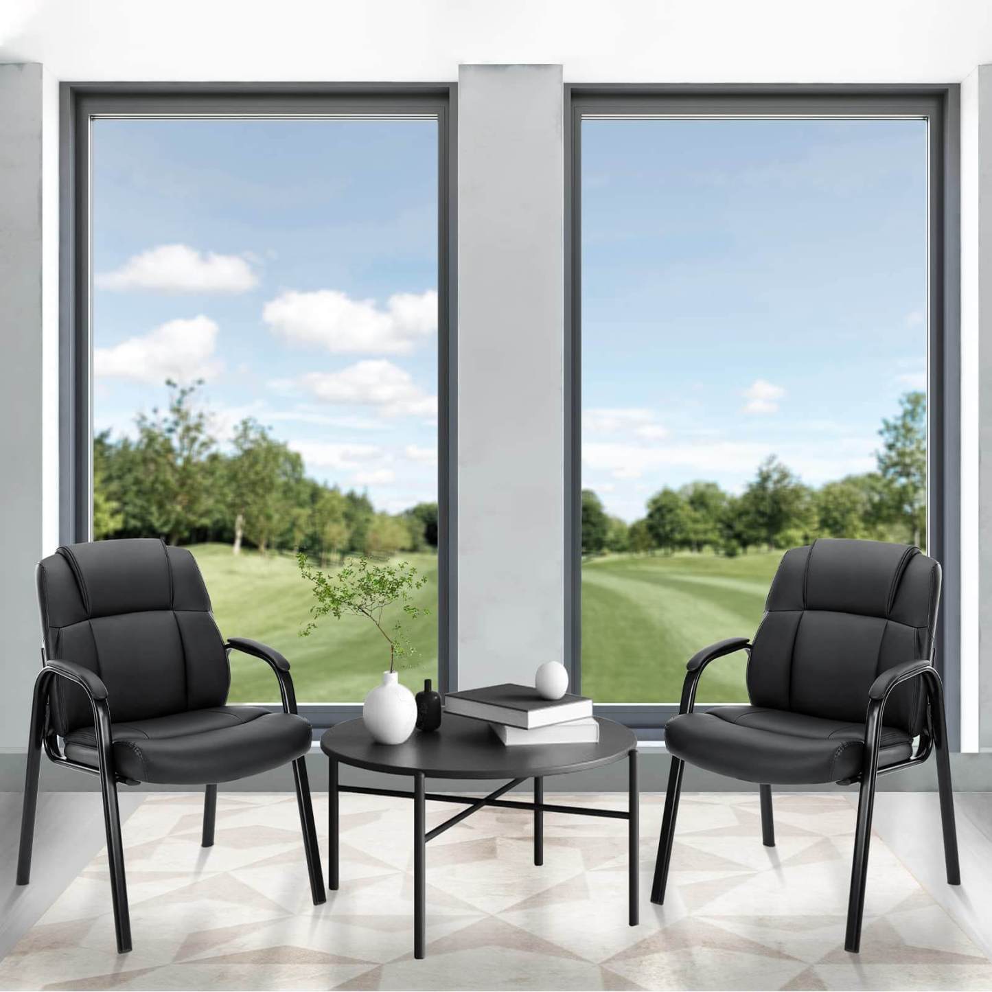 PU Leather Conference Room Reception Chairs with Padded Arms,No Wheels Executive Office Chair--Bedroom,Home Office,Home Office Chair,kitchen & Dining,Office,Office chair,Office Chair1