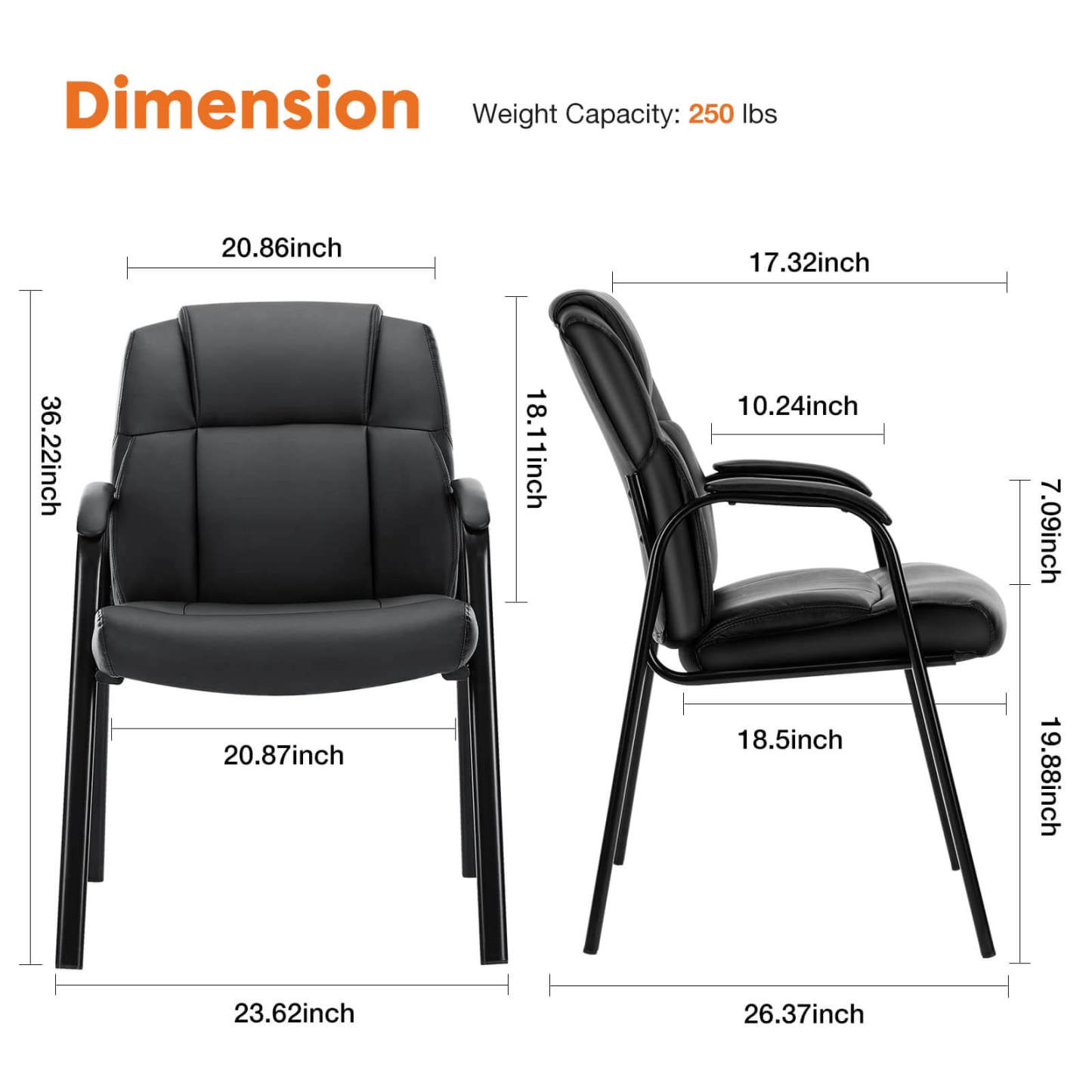 PU Leather Conference Room Reception Chairs with Padded Arms,No Wheels Executive Office Chair--Bedroom,Home Office,Home Office Chair,kitchen & Dining,Office,Office chair,Office Chair1