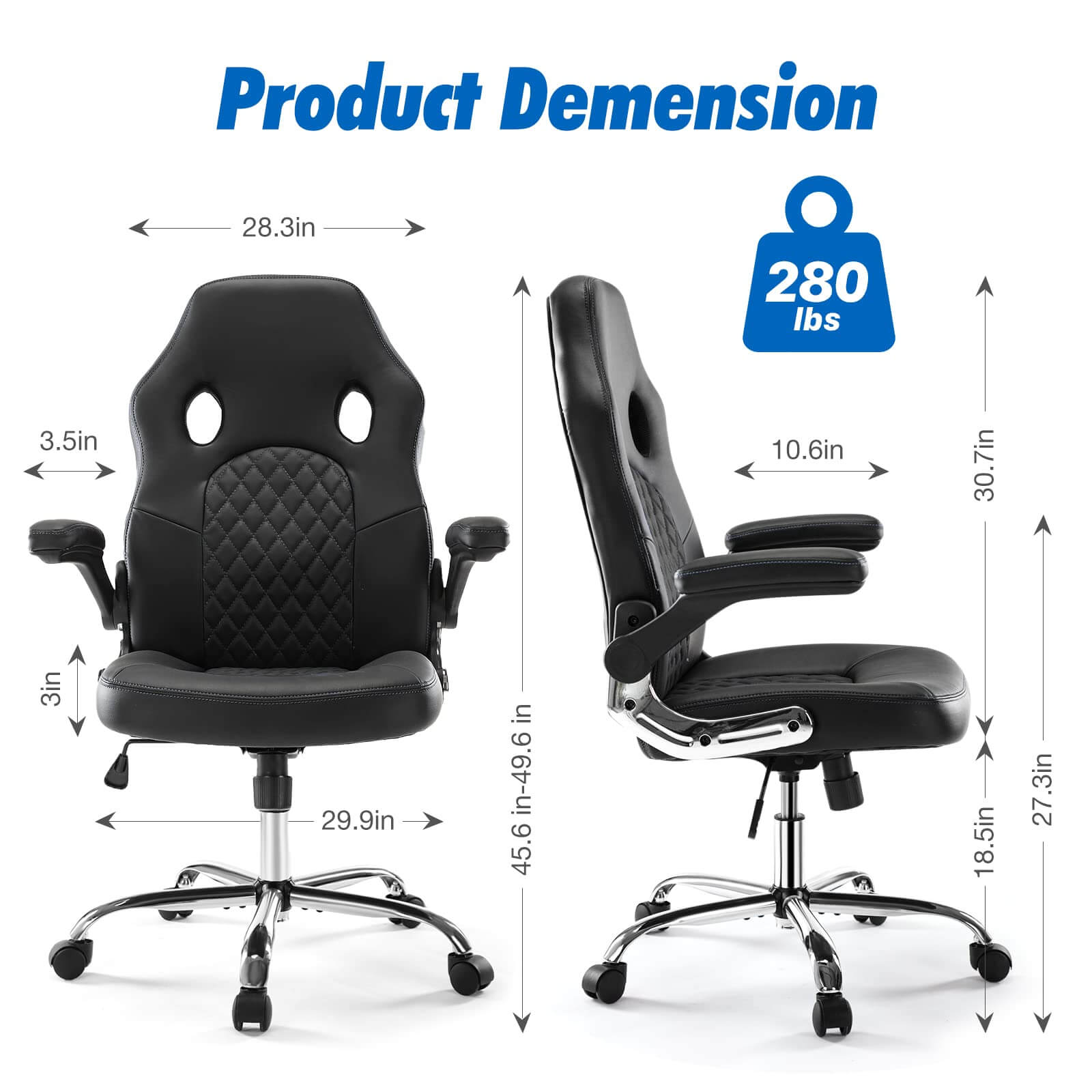 PU Leather Executive Ergonomic Mid Back Computer Chair with Flip-up Armrests--Bedroom,Bedroom Chair,Home Office,Home Office Chair,Office,Office chair,Office Chair1