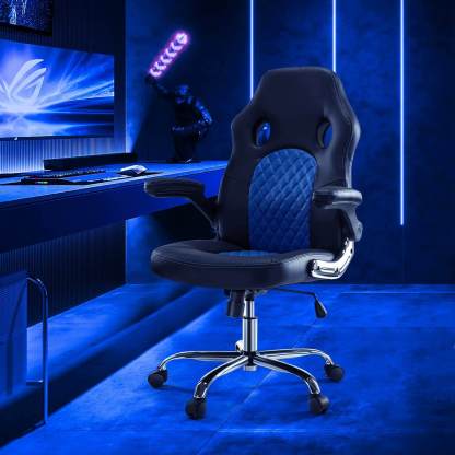 PU Leather Executive Ergonomic Mid Back Computer Chair with Flip-up Armrests--Bedroom,Bedroom Chair,Home Office,Home Office Chair,Office,Office chair,Office Chair1