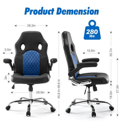 PU Leather Executive Ergonomic Mid Back Computer Chair with Flip-up Armrests--Bedroom,Bedroom Chair,Home Office,Home Office Chair,Office,Office chair,Office Chair1