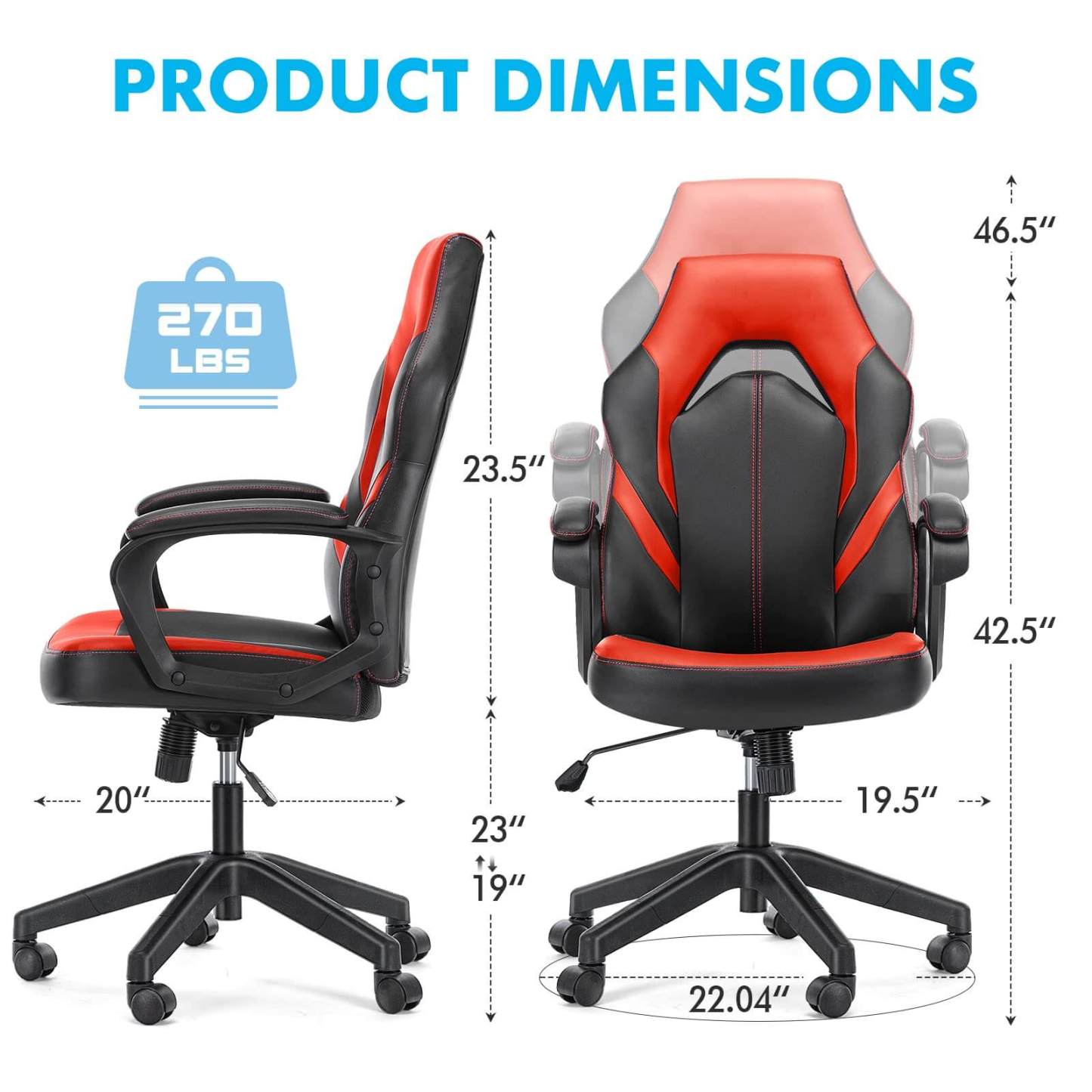 PU Leather Ergonomic Office Chair Swivel Computer Gaming Chair with Lumbar Support--Bedroom,Bedroom Chair,Home Office,Home Office Chair,Office,Office chair,Office Chair1