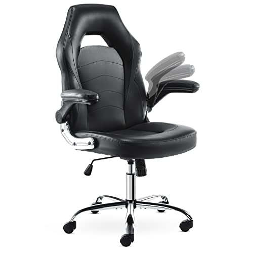 PU Leather Ergonomic Gaming Chair with Flip-up Armrests and Lumbar Support--Bedroom,Bedroom Chair,Home Office,Home Office Chair,Office,Office chair,Office Chair1