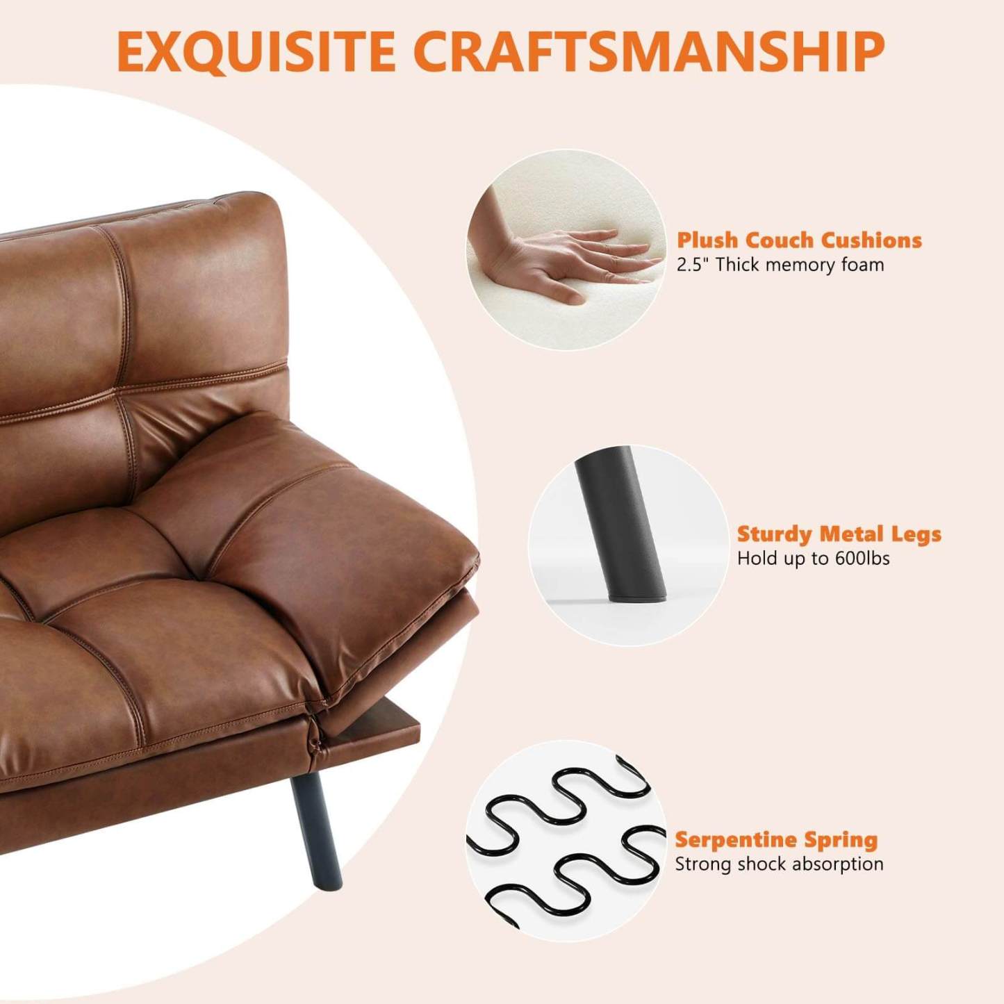 Sleeper Convertible Sofa Bed,Memory Foam Couch,Convertible Loveseat for Living Room--Bedroom,Bedroom Chair,Living Room,Living Room Chair