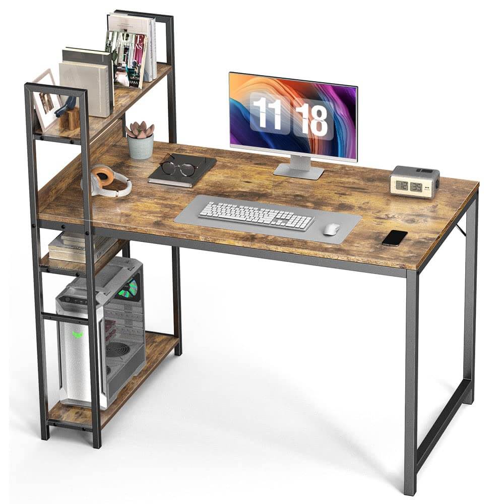 Wood Office Desk with Storage Removable Middle Shelf for Dorm, Student, Gaming--Bedroom,Bedroom Desk,Home Office,Home Office Desk,Office chair