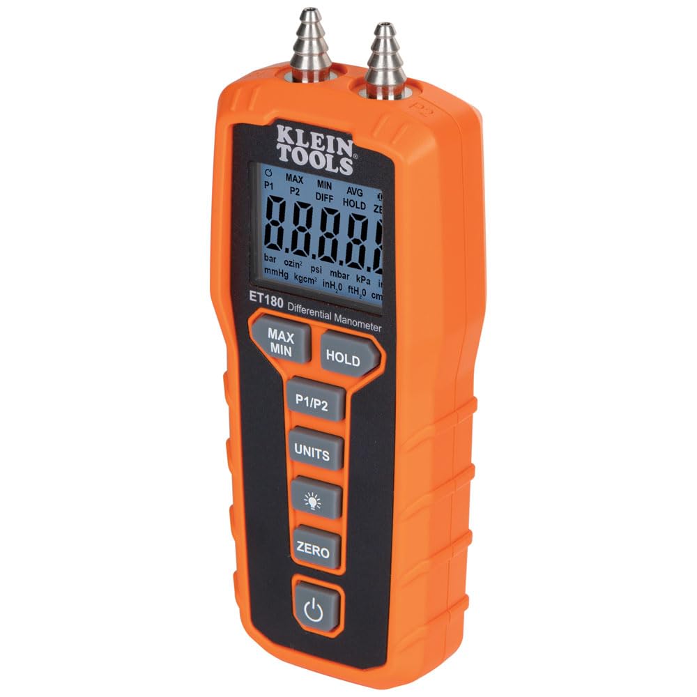 Klein Tools ET180 Digital Manometer Air and Gas Pressure Tester