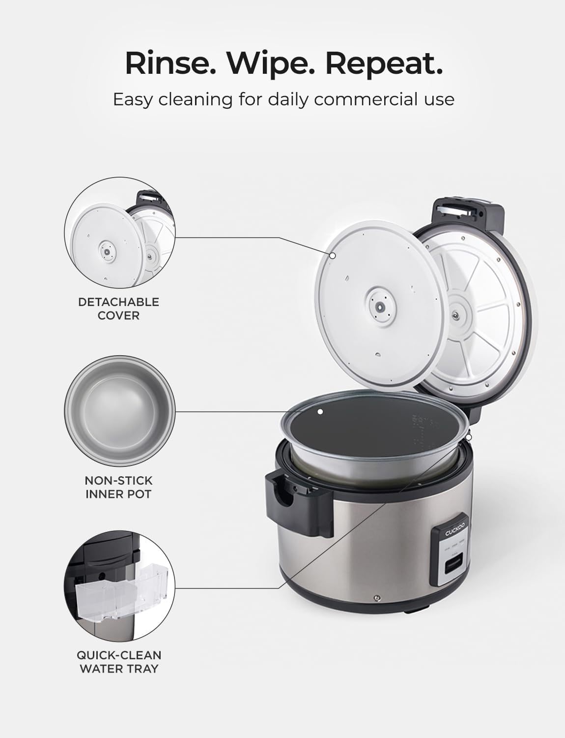 CUCKOO Commercial Rice Cooker and Warmer 30 Cup Uncooked Capacity Silver