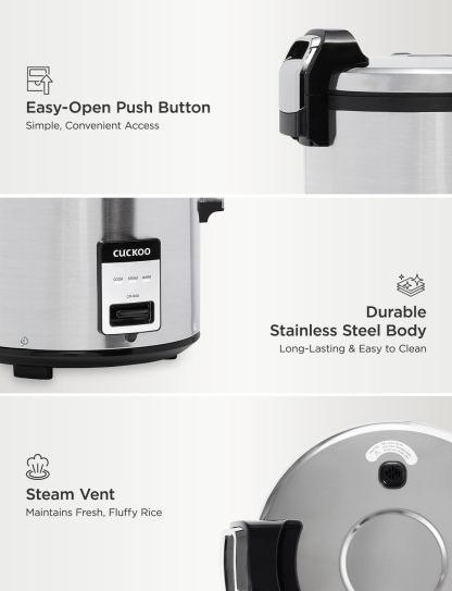 CUCKOO Commercial Rice Cooker and Warmer 30 Cup Uncooked Capacity Silver