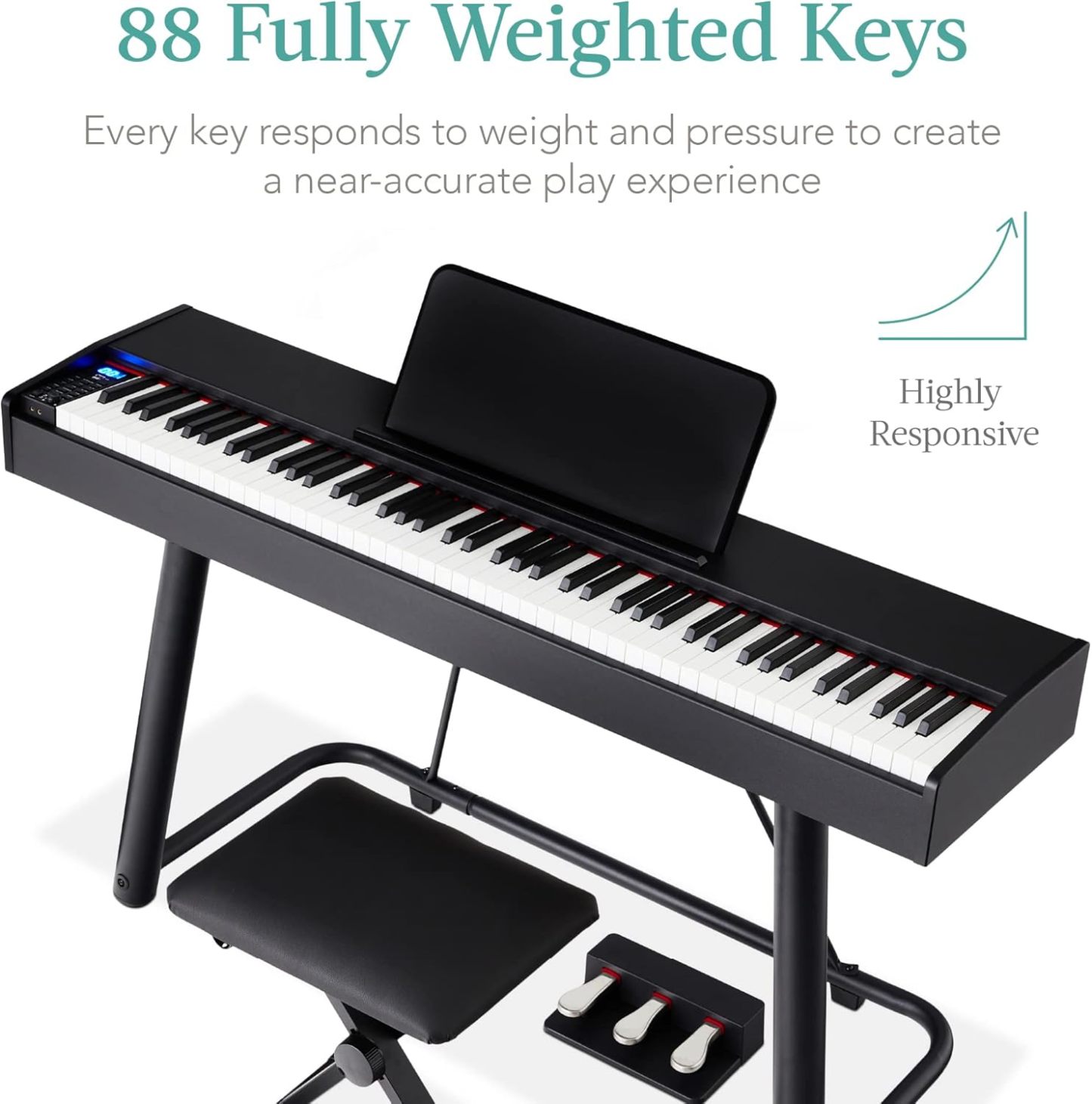 Best Choice Products 88 Key Weighted Full Size Digital Piano with Stand and Stool