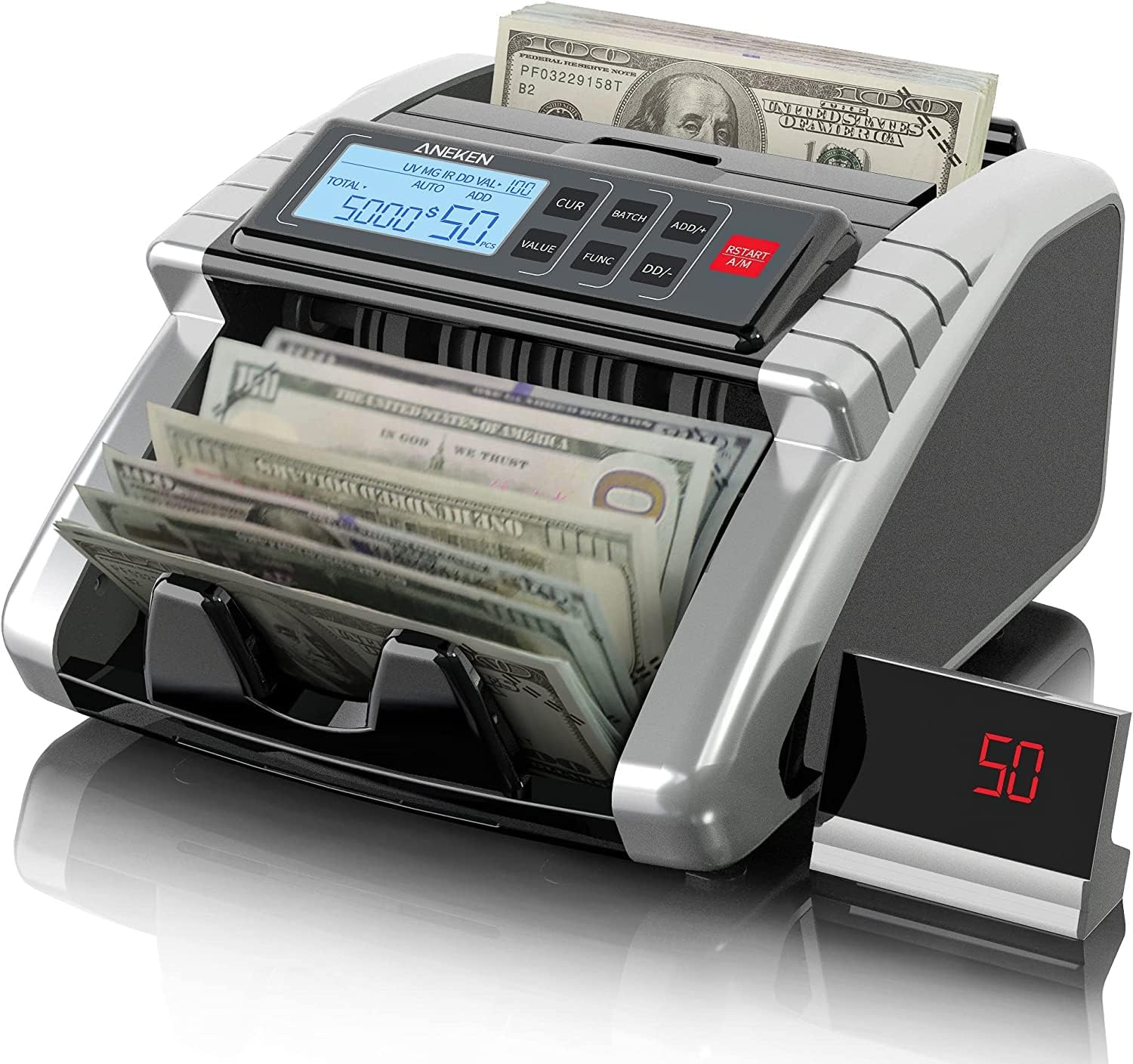 Aneken Money Counter Machine with Value Count and Counterfeit Detection