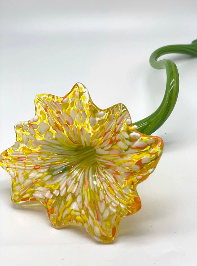 Glass Flowers Sculpture, Daffodil Yellow Color Floral Decor