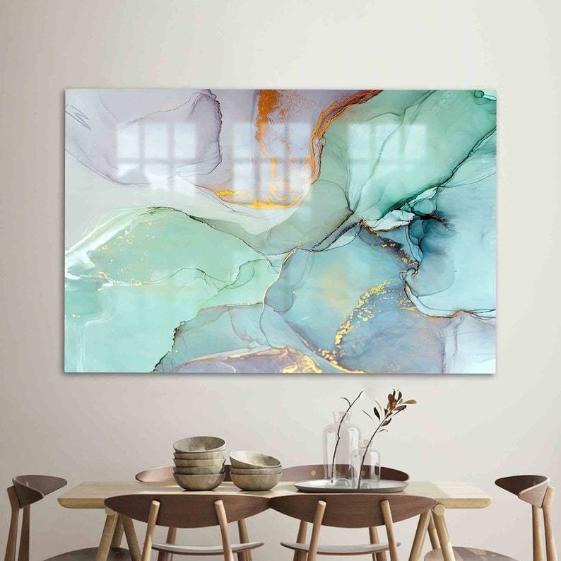 Green Marble Glass Wall Art – Luxury Modern Wall Decor