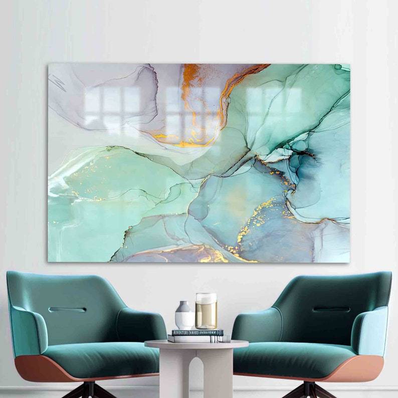 Green Marble Glass Wall Art – Luxury Modern Wall Decor
