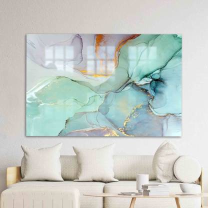 Green Marble Glass Wall Art – Luxury Modern Wall Decor