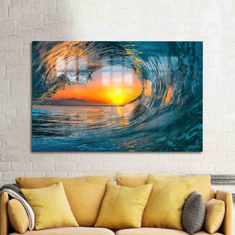 Landscape Glass Wall Art – Wave Seascape Ocean Print