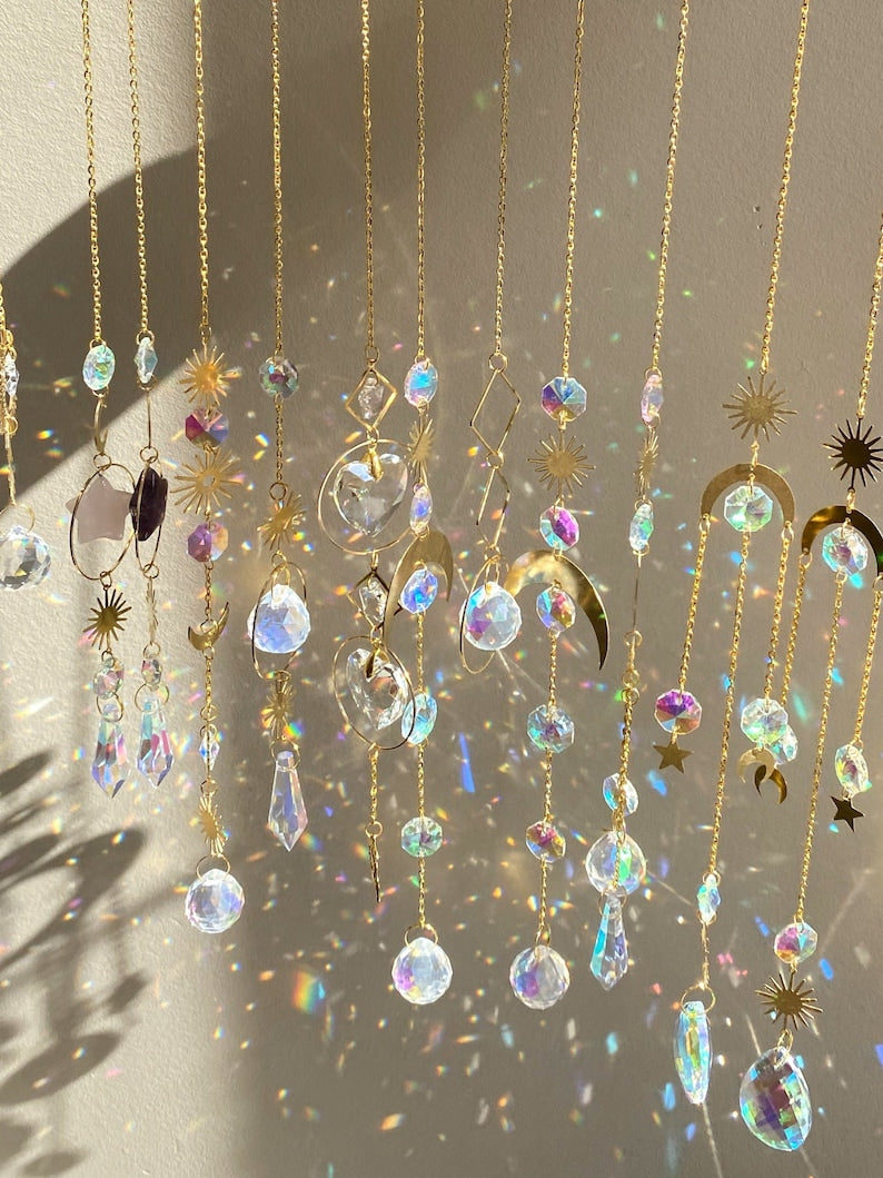 Crystal Suncatchers, Gold Sun Catchers, Good Vibes Only, Hanging Crystal Prism, 20mm crystals