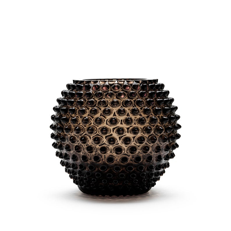 Cara Crystal Glass Vase, Hobnail Brown 18 cm