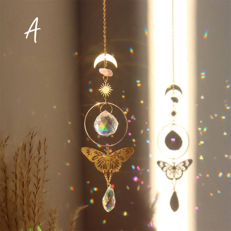 Crystal Suncatcher Butterfly Prism Boho Window Rainbow Light