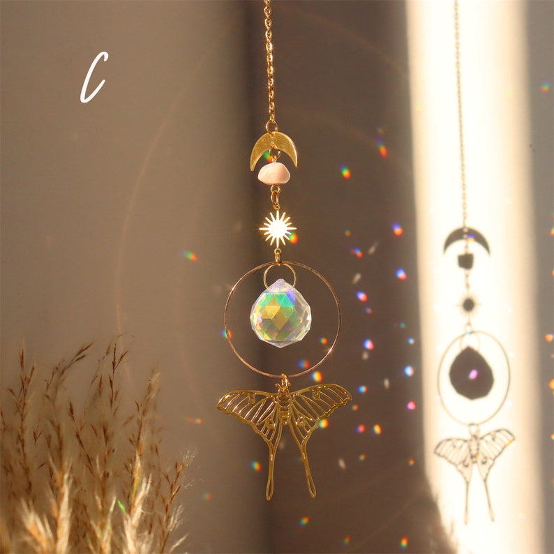 Crystal Suncatcher Butterfly Prism Boho Window Rainbow Light