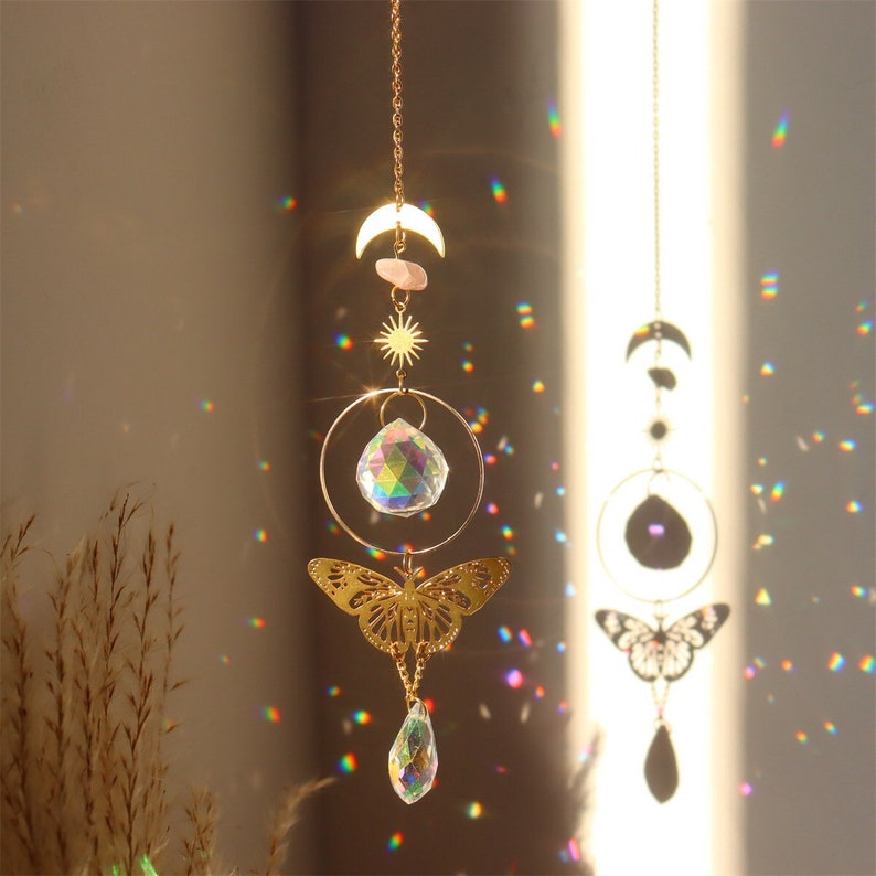 Crystal Suncatcher Butterfly Prism Boho Window Rainbow Light
