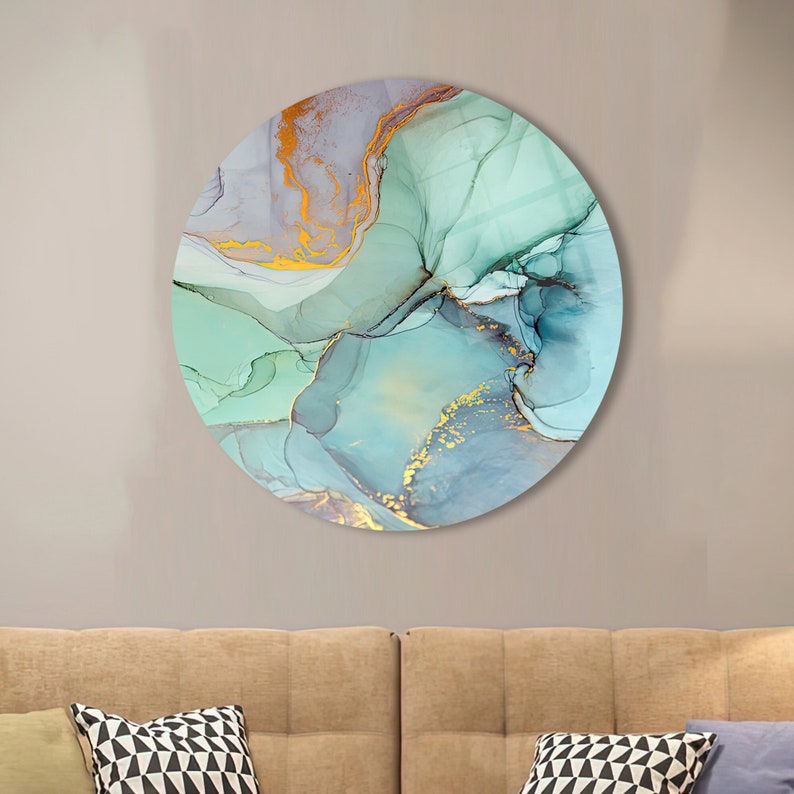 Green Marble Glass Wall Art – Luxury Modern Wall Decor