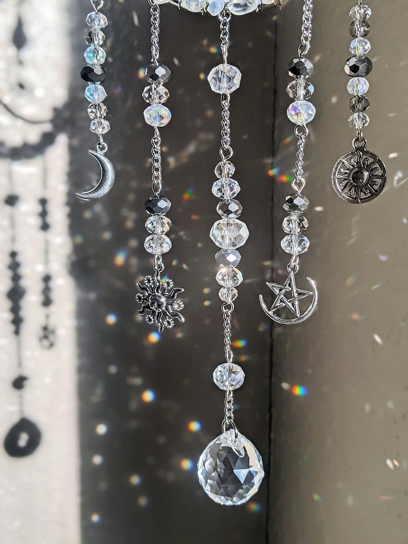 Crystal Suncatcher Moon Goddess Opal Rainbow Maker Celestial Decor