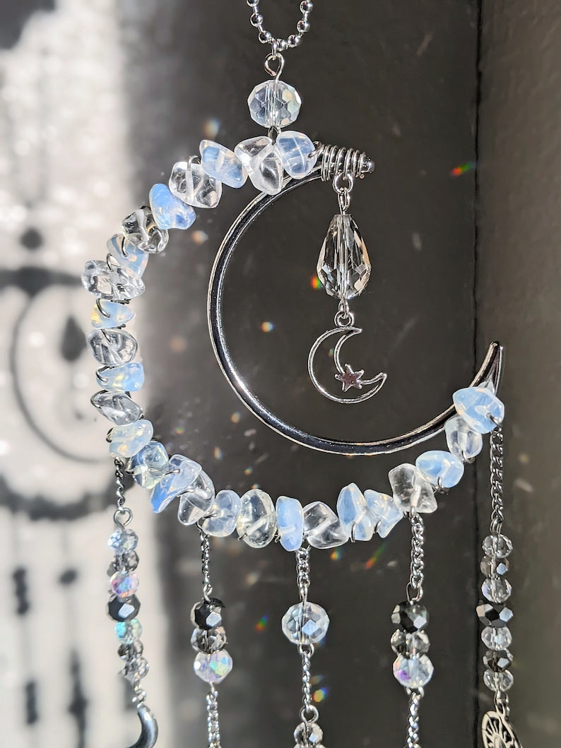 Crystal Suncatcher Moon Goddess Opal Rainbow Maker Celestial Decor