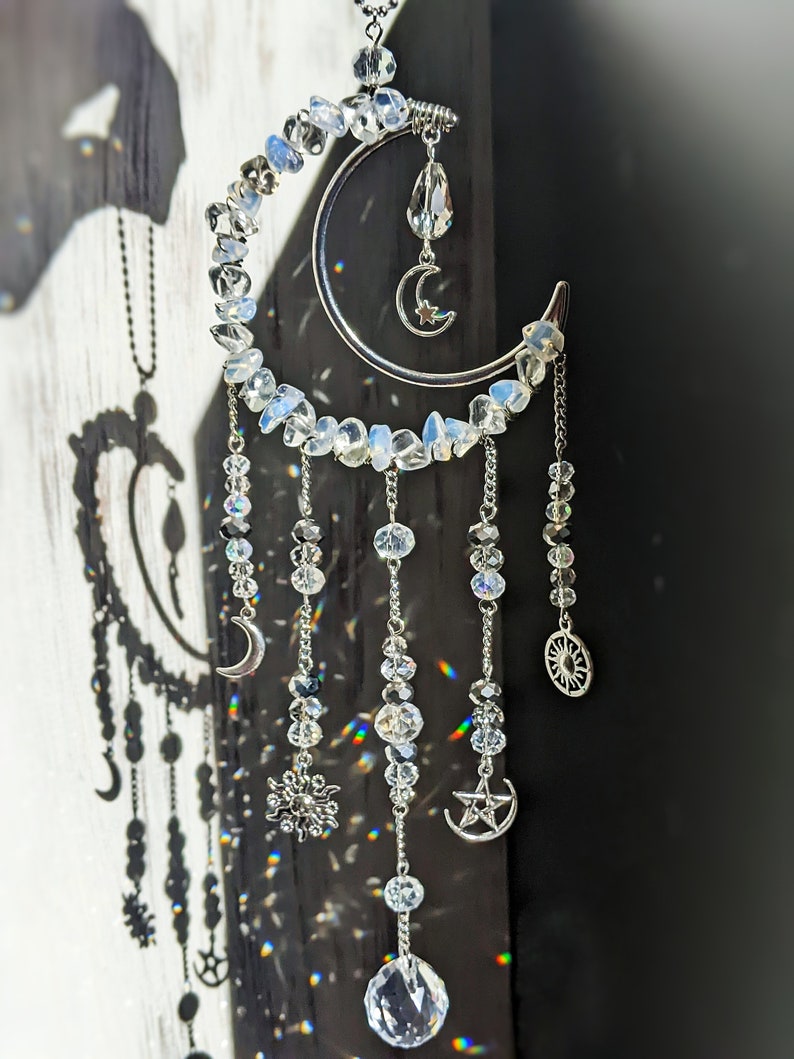 Crystal Suncatcher Moon Goddess Opal Rainbow Maker Celestial Decor