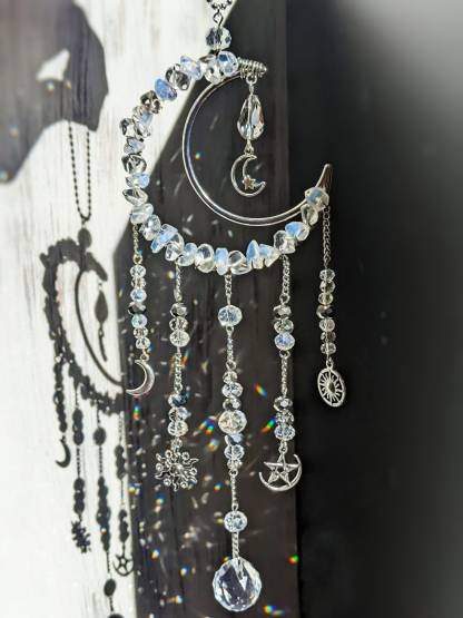 Crystal Suncatcher Moon Goddess Opal Rainbow Maker Celestial Decor