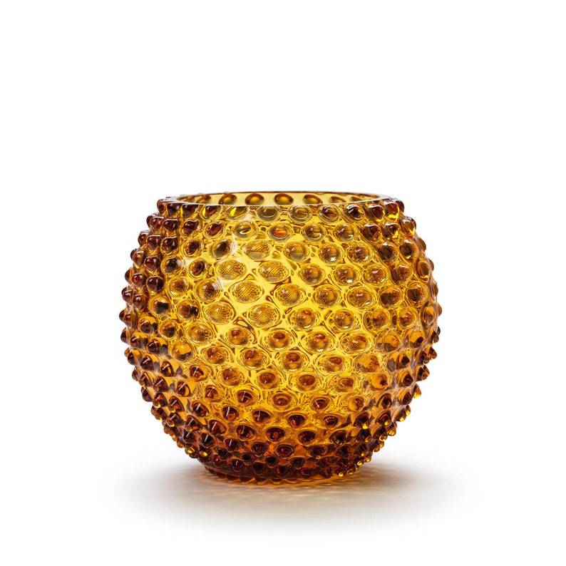 Cara Crystal Glass Vase, Hobnail Brown 18 cm