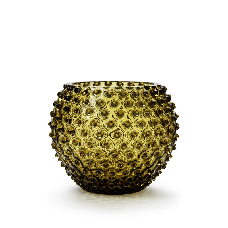 Cara Crystal Glass Vase, Hobnail Brown 18 cm