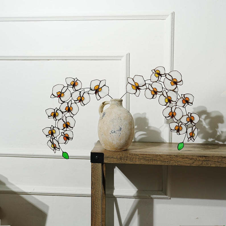 Stained Glass Orchid Flower: Phalaenopsis Home Decor