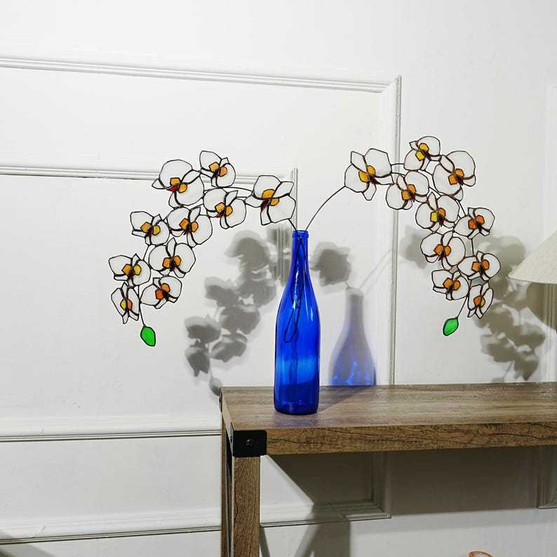 Stained Glass Orchid Flower: Phalaenopsis Home Decor