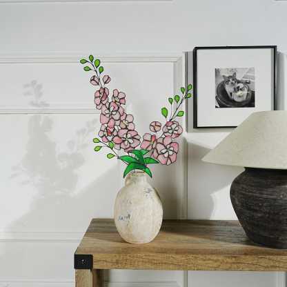 Stained Glass Delphinium Flower Decor, Blue and Purple Set of 2