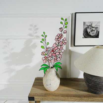 Stained Glass Delphinium Flower Decor, Blue and Purple Set of 2