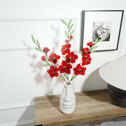 Stained Glass Gladiolus Flower Decor, Boho Garden Art 22.5x17 in