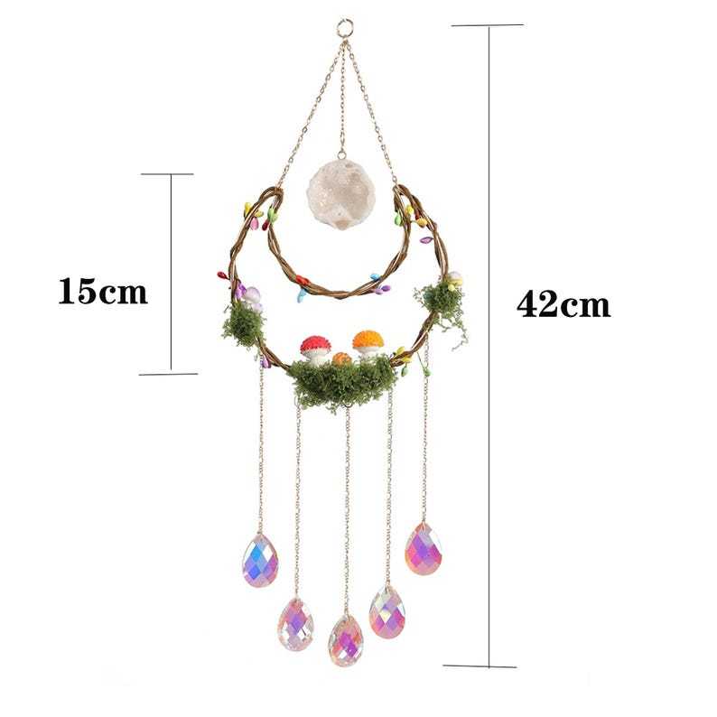 Crystal Suncatcher Mushroom Fairy Garden Rainbow Maker Window Decor