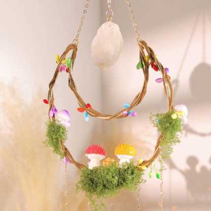 Crystal Suncatcher Mushroom Fairy Garden Rainbow Maker Window Decor