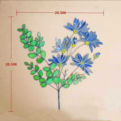 Stained Glass Aster and Eucalyptus Bouquet, Minimalist Home Decor