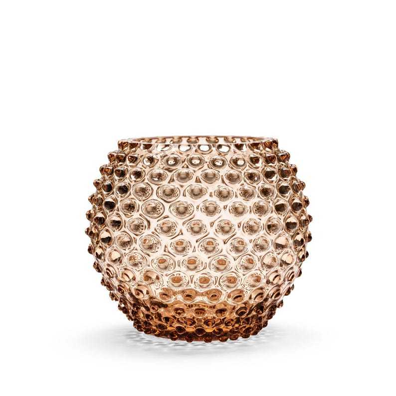 Cara Crystal Glass Vase, Hobnail Brown 18 cm