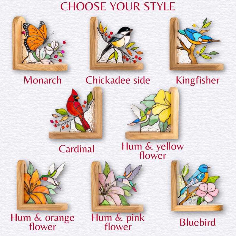 Hummingbird Stained Glass Bookends, Bird Ornament Shelf Decor