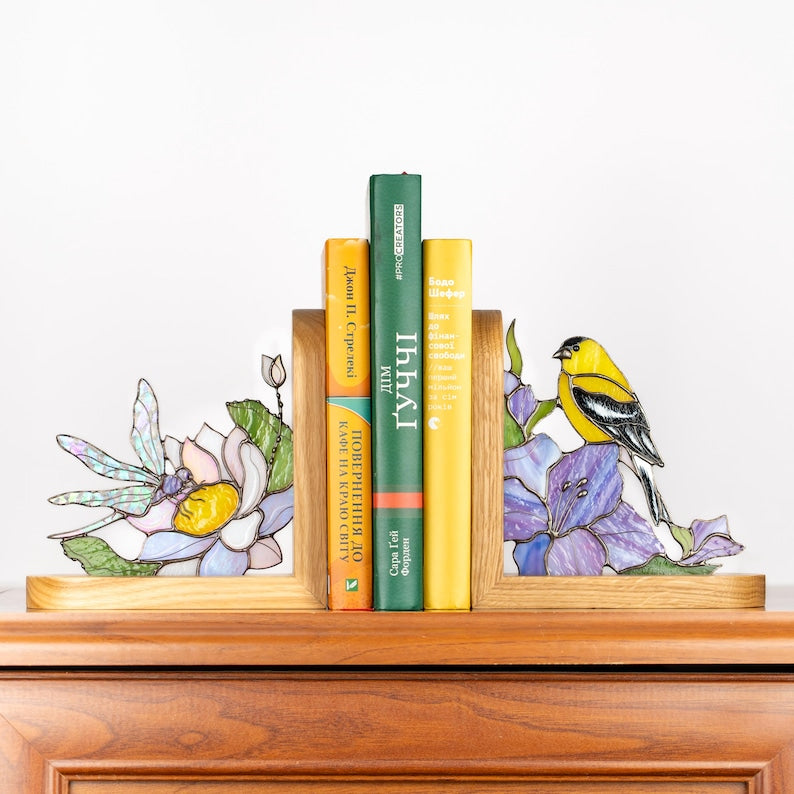 Dragonfly Stained Glass Panel Godmother Gift Book Ends Stained Glass Butterfly Artwork Insect Ornament Stained Glass Butterfly Suncatcher