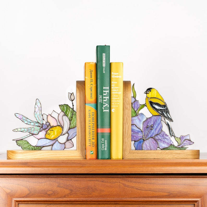 Dragonfly Stained Glass Panel Godmother Gift Book Ends Stained Glass Butterfly Artwork Insect Ornament Stained Glass Butterfly Suncatcher