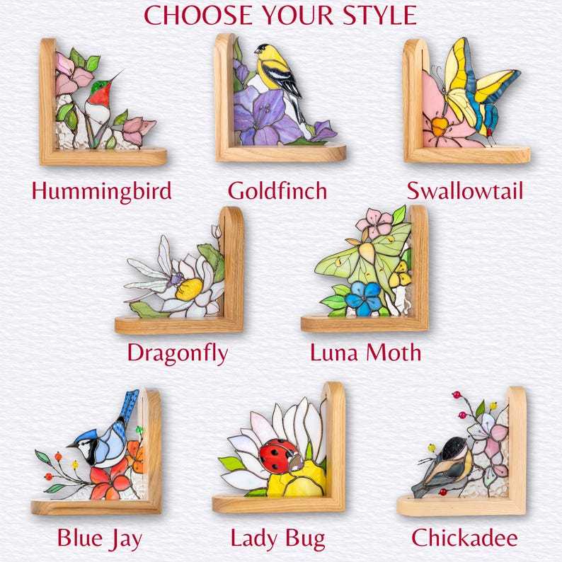 Hummingbird Stained Glass Bookends, Bird Ornament Shelf Decor