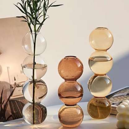 Colourful Glass Bubble Vase Set, Modern Decorative Vases