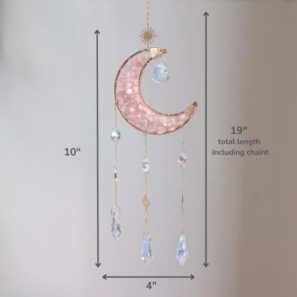 Crystal Suncatcher Moon Hanging Amethyst Rainbow Maker Boho Decor