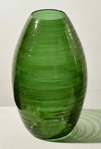 Handblown Green Glass Vase | Ribbed Decorative Vase | Elegant Home Decor | Vases for flowers | Glassware.